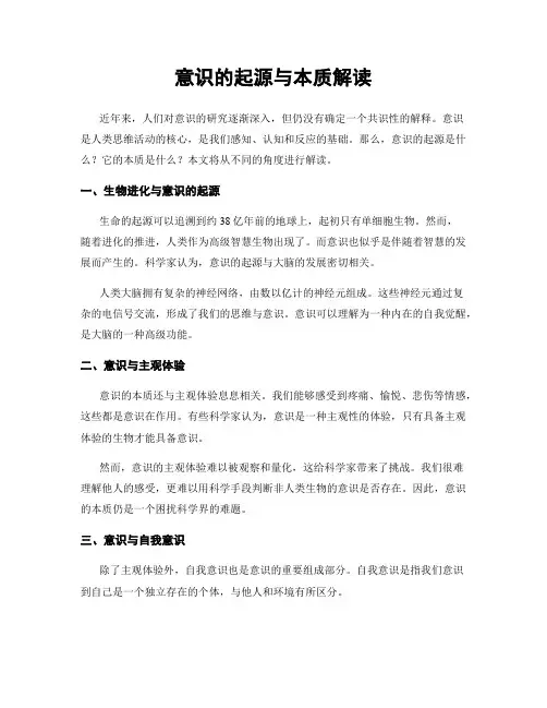 意识的起源与本质解读