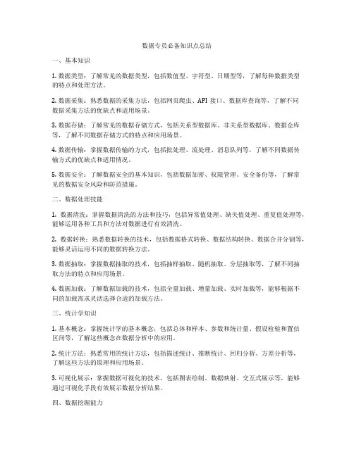 数据专员必备知识点总结