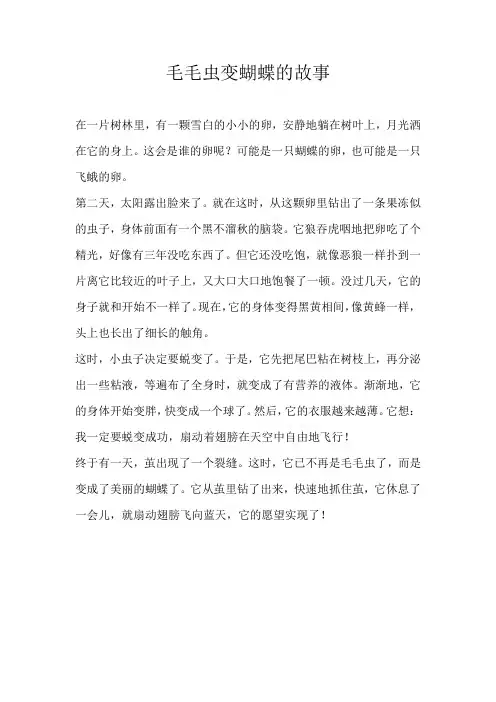 三年级想象毛毛虫变蝴蝶的故事