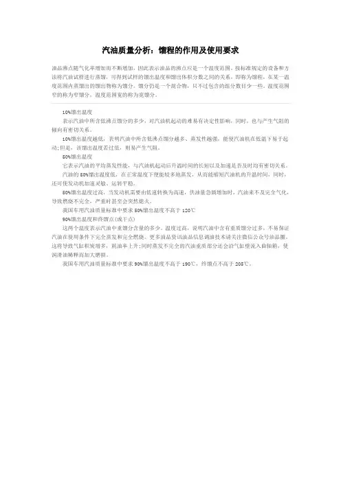 汽油质量分析