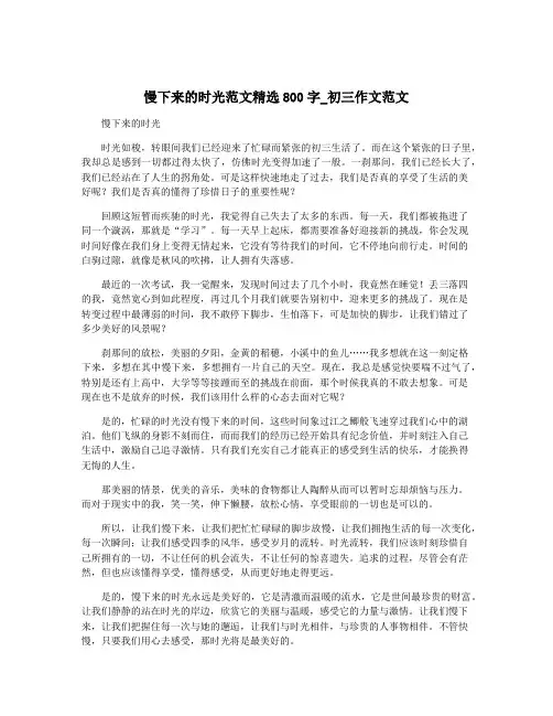 慢下来的时光范文精选800字_初三作文范文