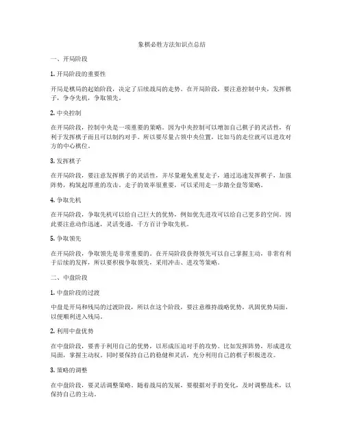 象棋必胜方法知识点总结