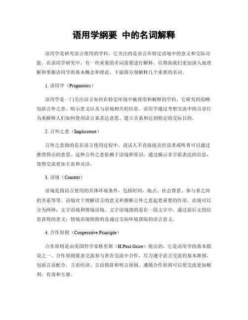 语用学纲要 中的名词解释