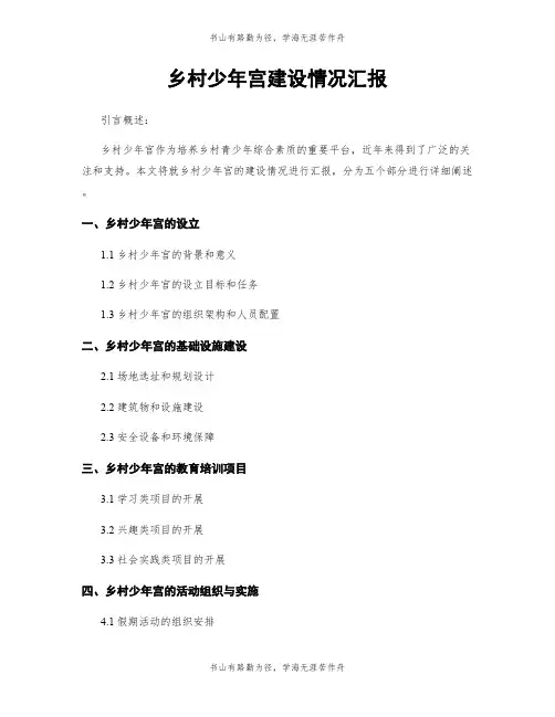 乡村少年宫建设情况汇报