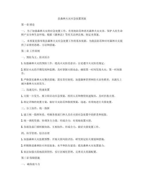 县森林火灾应急处置预案