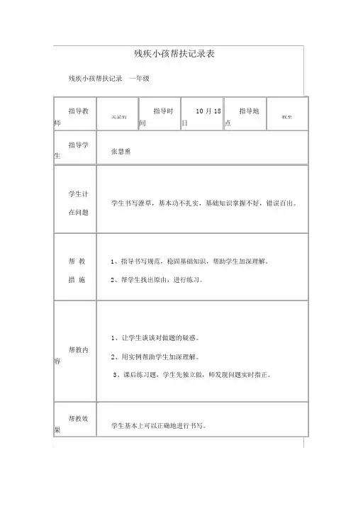 残疾儿童帮扶记录表[1]课件资料