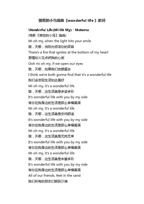 愤怒的小鸟插曲《wonderfullife》歌词