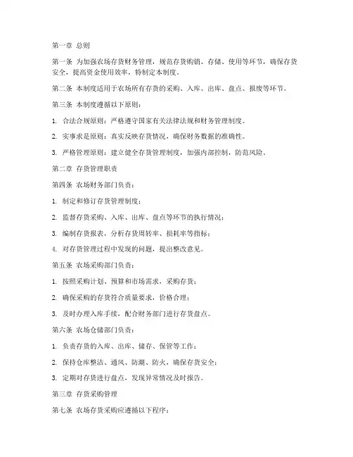农场存货财务管理制度范本
