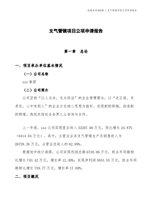 支气管镜项目立项申请报告