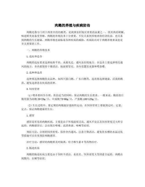肉鹅的养殖与疾病防治