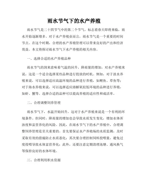 雨水节气下的水产养殖