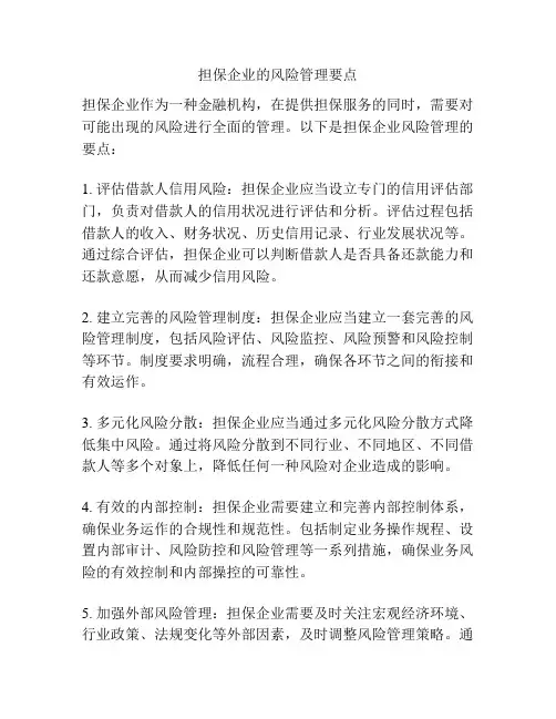 担保企业的风险管理要点