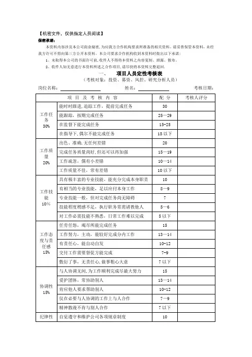 投资类考核指标