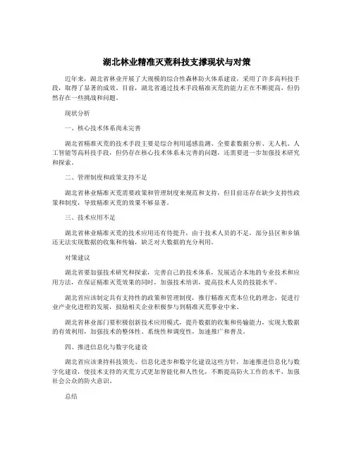 湖北林业精准灭荒科技支撑现状与对策