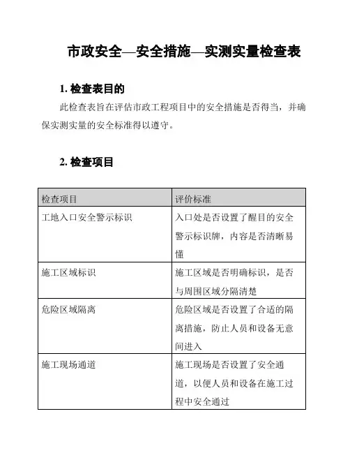 市政安全—安全措施—实测实量检查表