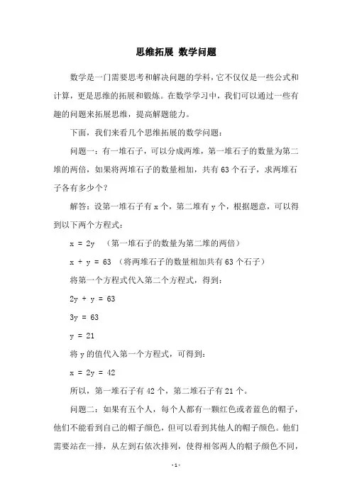 思维拓展 数学问题