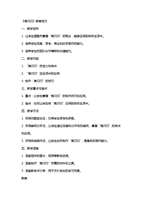 《亮闪闪》教案范文