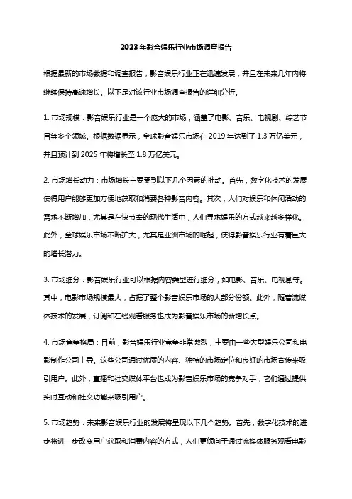 2023年影音娱乐行业市场调查报告