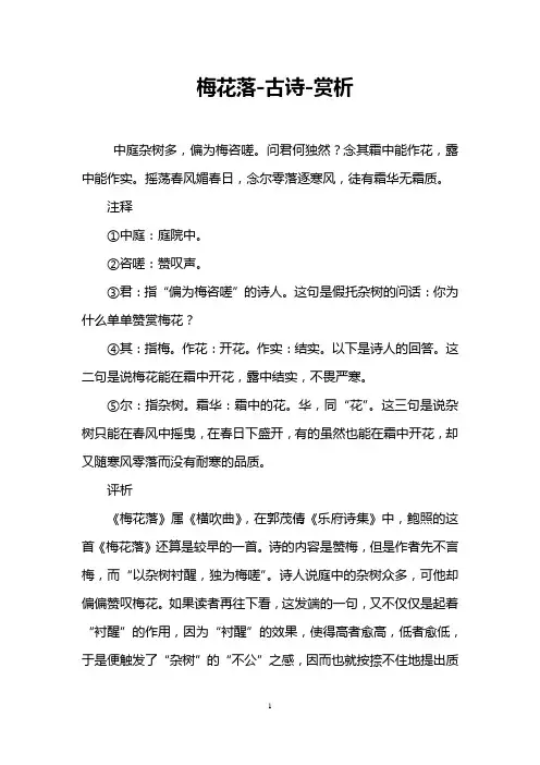 梅花落-古诗-赏析