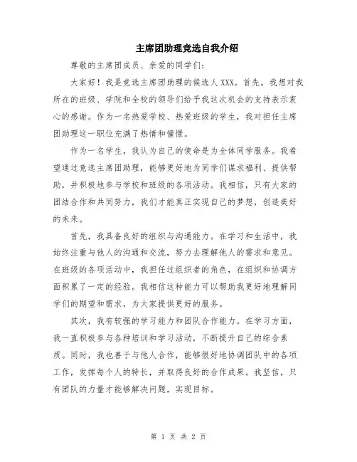 主席团助理竞选自我介绍