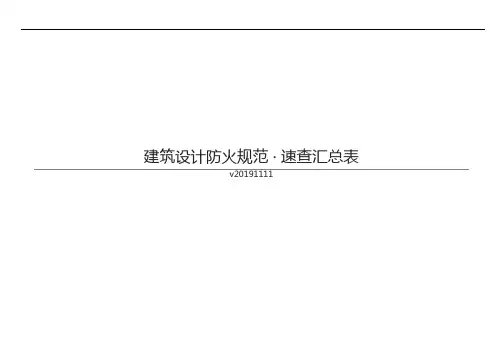 建筑设计防火规范速查汇总表2019年11月
