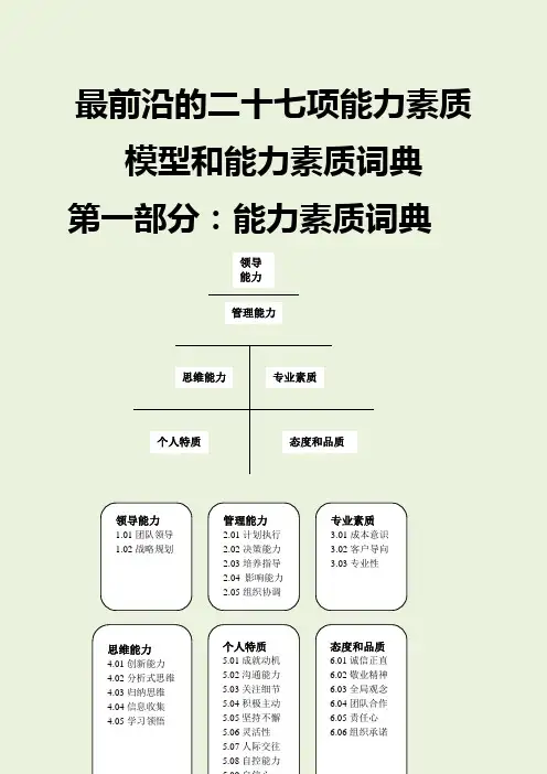 最前沿的二十七项能力素质模型词典 