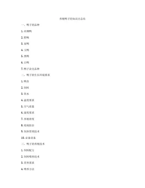 养殖鸭子的知识点总结