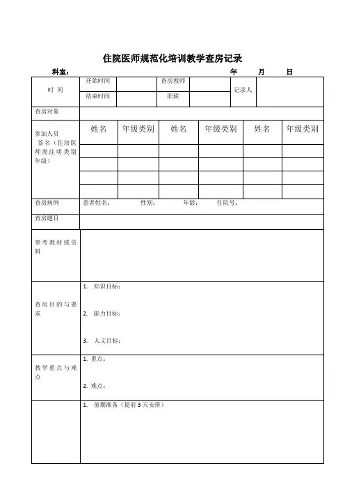 住院医师规范化培训教学查房完美模板