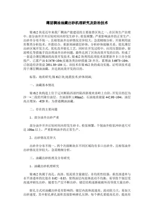 薄层稠油油藏出砂机理研究及防治技术