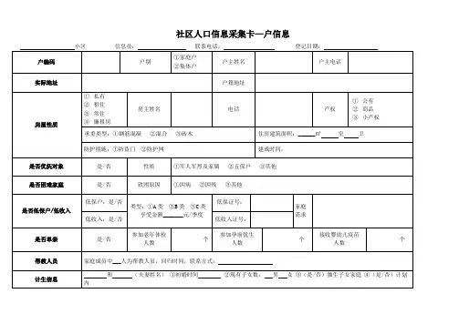 社区入户信息登记表