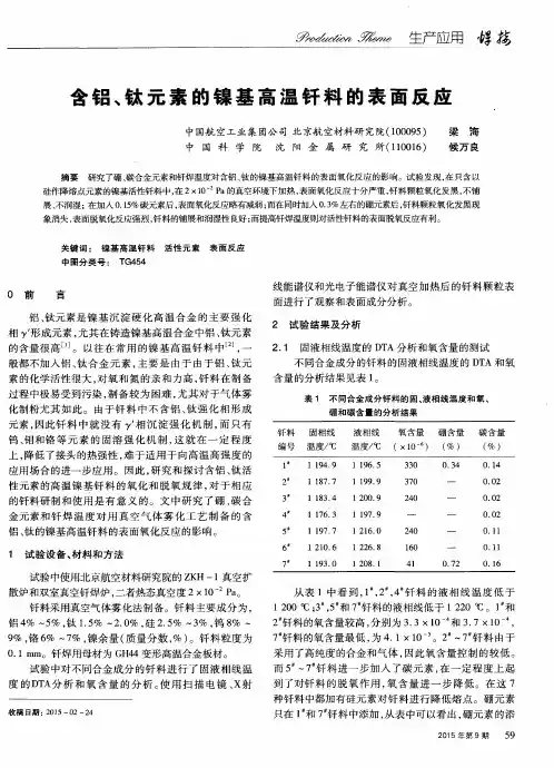含铝、钛元素的镍基高温钎料的表面反应