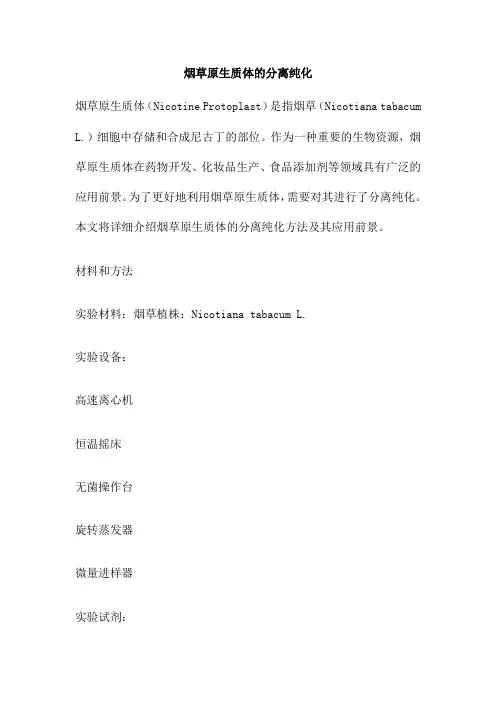 烟草原生质体的分离纯化