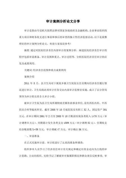 审计案例分析论文分享