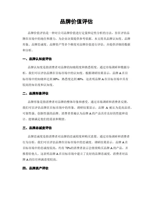 品牌价值评估