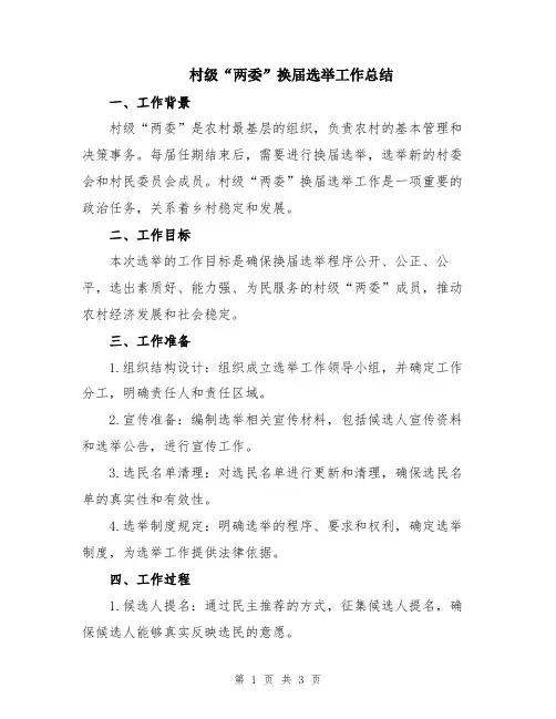村级“两委”换届选举工作总结