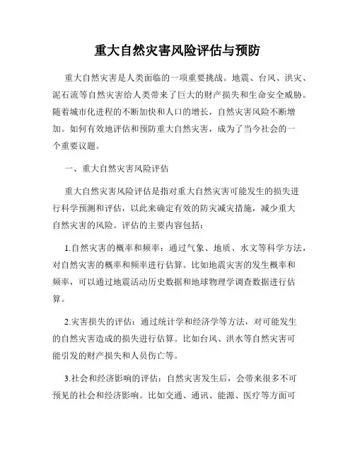 重大自然灾害风险评估与预防