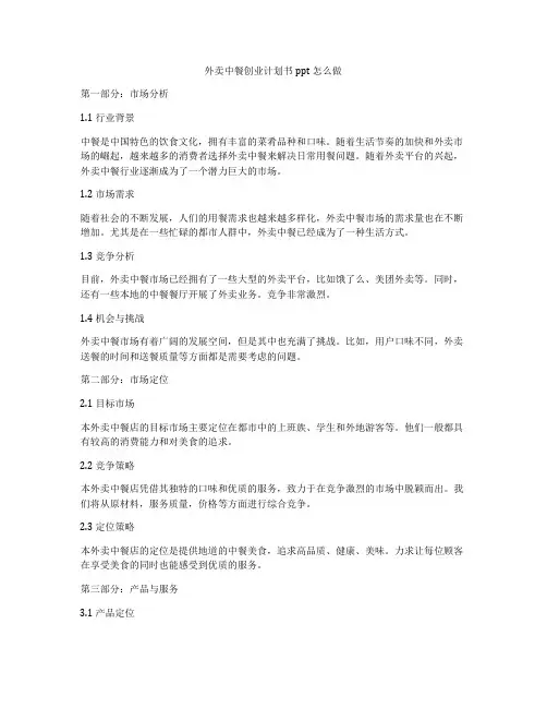 外卖中餐创业计划书ppt怎么做