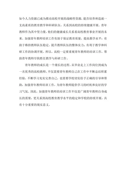 浅谈高校青年教师培训工作的重要性