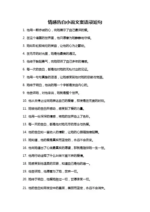 情感告白小说文案语录短句