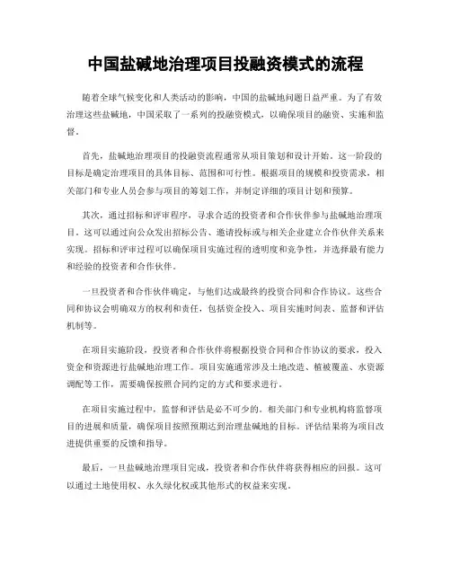 中国盐碱地治理项目投融资模式的流程
