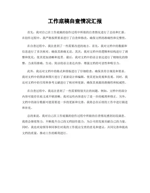工作底稿自查情况汇报