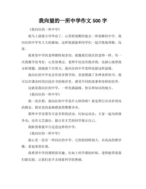 我向望的一所中学作文500字