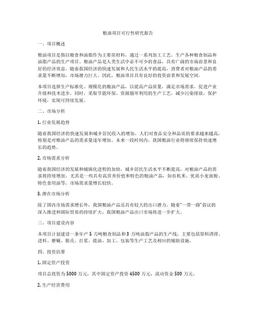 粮油项目可行性研究报告