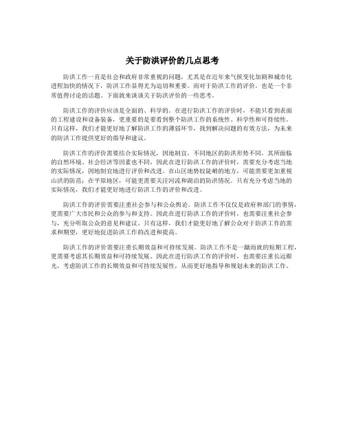 关于防洪评价的几点思考