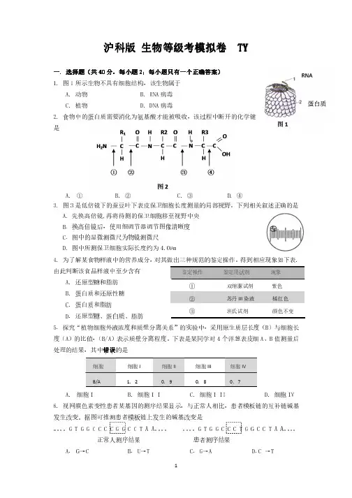 2017生物等级真题