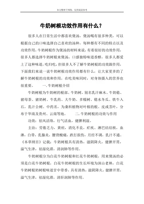 牛奶树根功效作用有什么？