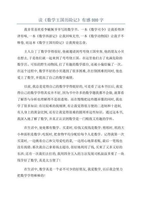 读《数学王国历险记》有感800字