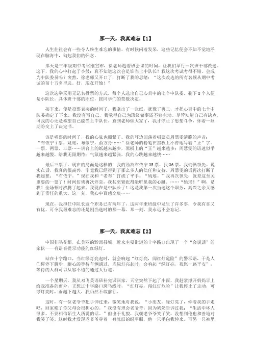 那一天，我真难忘作文
