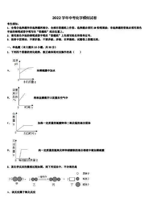 2022年河北省石家庄市赵县中考化学全真模拟试题(含解析)
