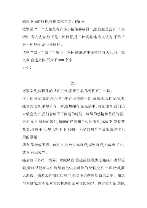 高中命题作文——放下5篇